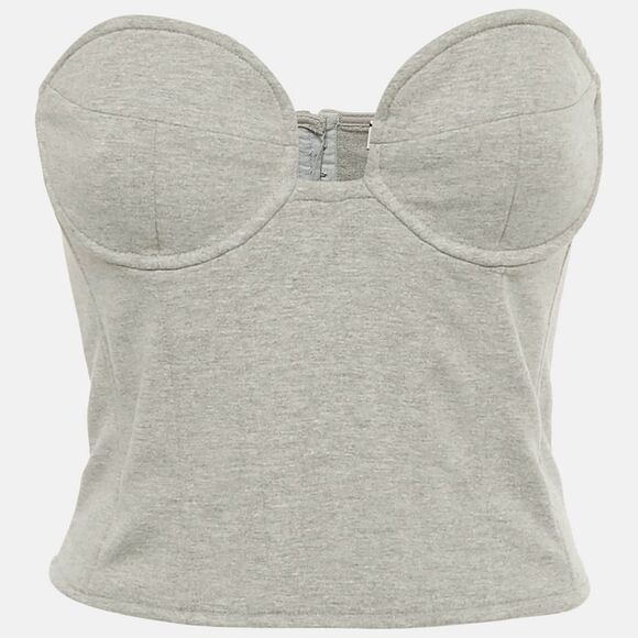 Magda Butrym Grey Cotton Blend Strapless Bustier Top S